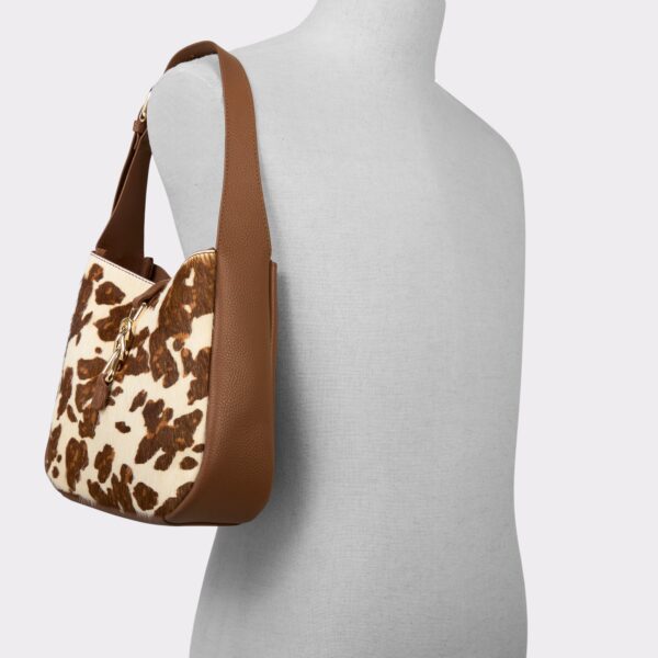 Soffiettaluxe Light Brown Leather Mixed Material Women's Animal Print - 画像 (4)