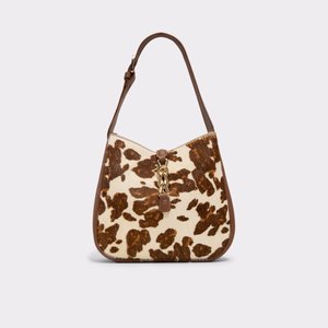 Soffiettaluxe Light Brown Leather Mixed Material Women's Animal Print